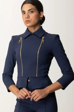 Elisabetta Franchi Giacca con Baschina e ZipNAVY