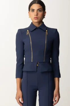 Elisabetta Franchi Giacca con Baschina e ZipNAVY