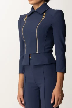 Elisabetta Franchi Giacca con Baschina e ZipNAVY
