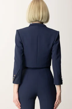 Elisabetta Franchi Giacca Crop con Maniche a 3/4NAVY