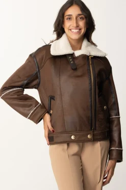 Elisabetta Franchi Giacca Aviatore Effetto PelleCUOIO