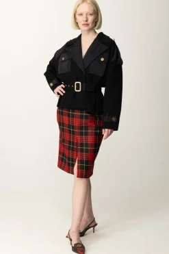 Elisabetta Franchi Giubbotto Tricot con CinturaNERO