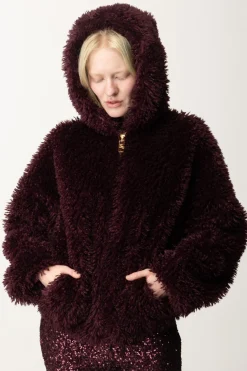 Elisabetta Franchi Giubbotto Effetto Morbido con CappuccioROUGE NOIR