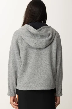Elisabetta Franchi Giubbotto In Panno con Zip e CappuccioGRIGIO MELANGE