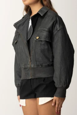 Elisabetta Franchi Giubbotto Crop In Jeans LucidoSTEEL