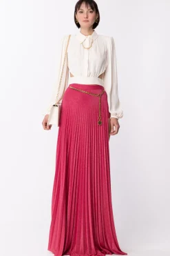 Elisabetta Franchi Gonna Plissettata In LurexFUXIA