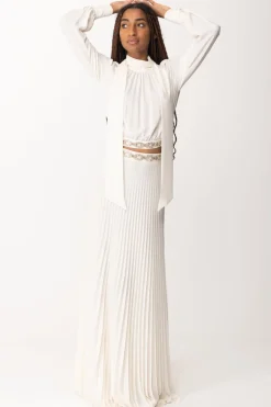 Elisabetta Franchi Gonna Lunga Plissettata con RicamoBURRO