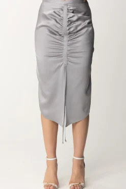 Elisabetta Franchi Gonna Midi In Satin DrappeggiataPIOMBO
