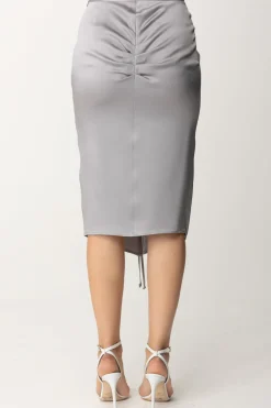 Elisabetta Franchi Gonna Midi In Satin DrappeggiataPIOMBO