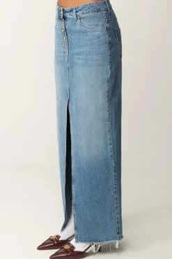 Elisabetta Franchi Gonna Lunga In Jeans con Spacco FrontaleLIGHT DENIM