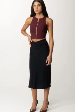 Elisabetta Franchi Gonna In Satin con Bande ColorateNERO/ROUGE NOIR/BURRO