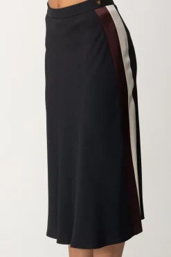 Elisabetta Franchi Gonna In Satin con Bande ColorateNERO/ROUGE NOIR/BURRO