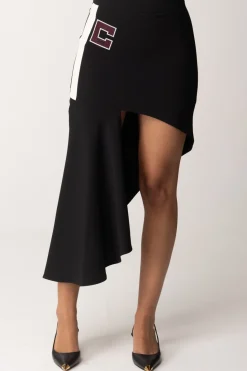 Elisabetta Franchi Gonna Midi AsimmetricaNERO/BURRO