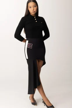 Elisabetta Franchi Gonna Midi AsimmetricaNERO/BURRO