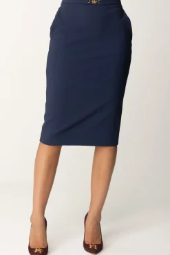 Elisabetta Franchi Gonna a Matita con MorsettoNAVY