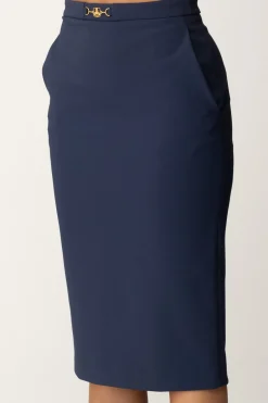 Elisabetta Franchi Gonna a Matita con MorsettoNAVY