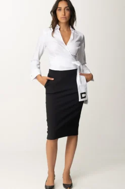 Elisabetta Franchi Gonna a Matita con MorsettoNERO