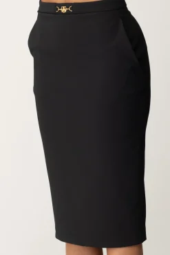 Elisabetta Franchi Gonna a Matita con MorsettoNERO