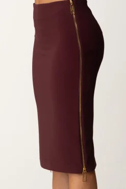 Elisabetta Franchi Gonna Midi a Tubo con ZipROUGE NOIR