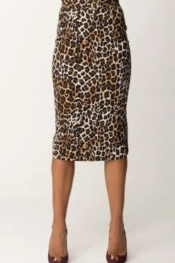 Elisabetta Franchi Gonna Midi con Stampa AnimalierANIMALIER