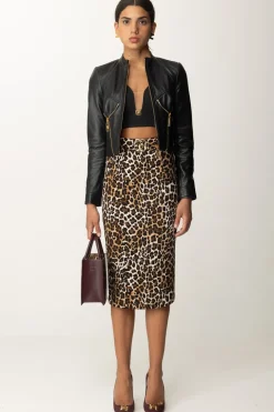 Elisabetta Franchi Gonna Midi con Stampa AnimalierANIMALIER