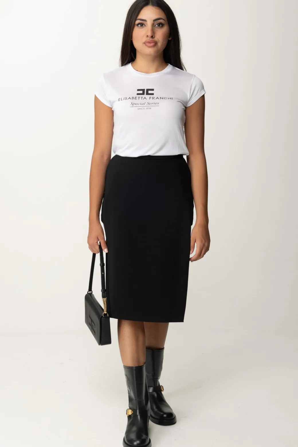 Elisabetta Franchi Gonna Midi con ShortsNERO