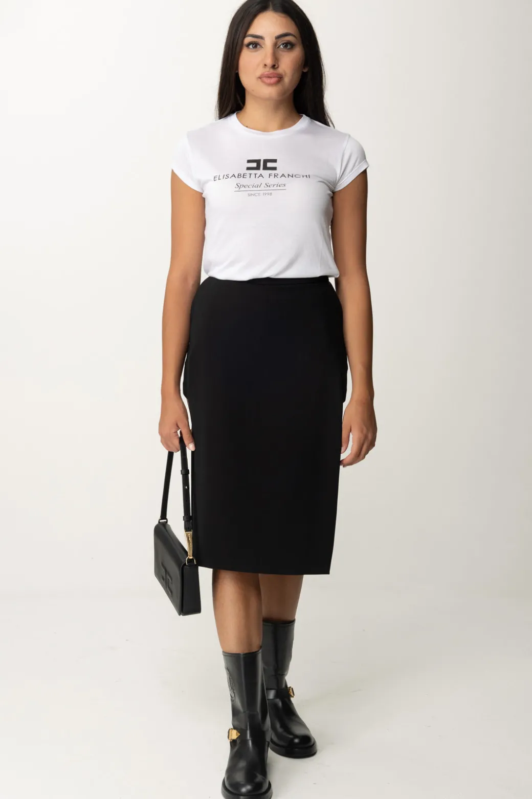 Elisabetta Franchi Gonna Midi con ShortsNERO