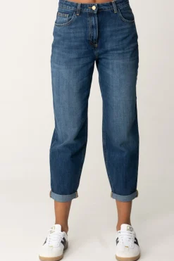 Elisabetta Franchi Jeans Boyfriend con Placca LogoBLUE DENIM