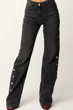 Elisabetta Franchi Jeans Dritti con BottoniBLACK DENIM