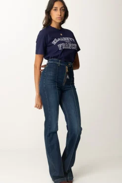 Elisabetta Franchi Jeans a Zampa con NervatureBLUE DENIM