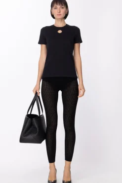 Elisabetta Franchi Leggings Alla Caviglia con Fascione In Punto VitaNERO
