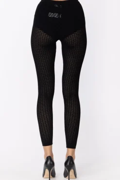 Elisabetta Franchi Leggings Alla Caviglia con Fascione In Punto VitaNERO