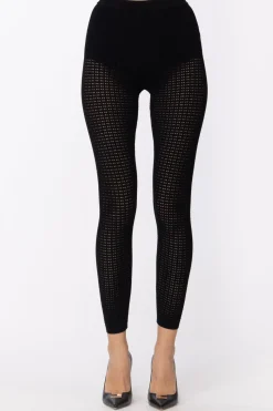Elisabetta Franchi Leggings Alla Caviglia con Fascione In Punto VitaNERO