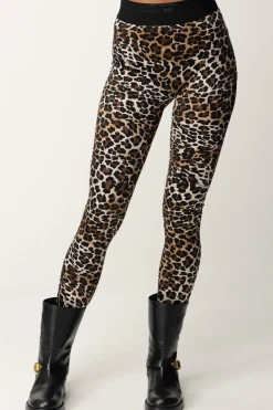 Elisabetta Franchi Leggings Animalier con Fascione LogatoANIMALIER
