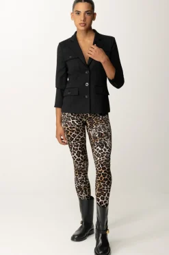 Elisabetta Franchi Leggings Animalier con Fascione LogatoANIMALIER
