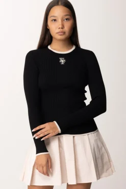 Elisabetta Franchi Maglia In Viscosa con Logo CollegeNERO/BURRO