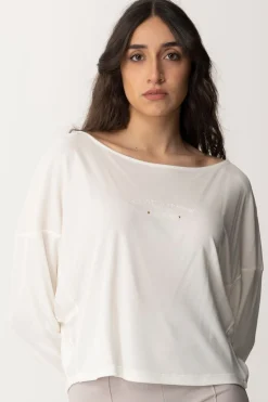 Elisabetta Franchi Maglia con Ricamo Reserved In TintaAVORIO
