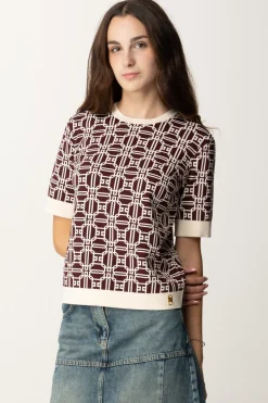 Elisabetta Franchi Maglia Logata a ContrastoROUGE NOIR/BURRO