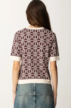 Elisabetta Franchi Maglia Logata a ContrastoROUGE NOIR/BURRO