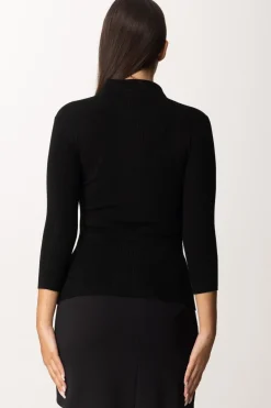 Elisabetta Franchi Maglia Polo In Costine con Ricamo LogoNERO