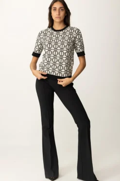 Elisabetta Franchi Maglia Logata a ContrastoBURRO/NERO