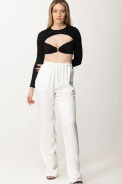 Elisabetta Franchi Maglia Cropped In JerseyNERO