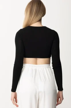 Elisabetta Franchi Maglia Cropped In JerseyNERO