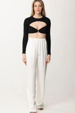 Elisabetta Franchi Maglia Cropped In JerseyNERO