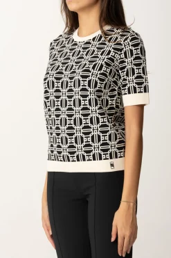 Elisabetta Franchi Maglia Logata a ContrastoNERO/BURRO