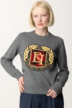 Elisabetta Franchi Maglioncino con Maxi Patch LogoGRIGIO MELANGE