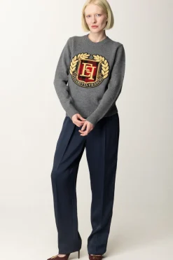 Elisabetta Franchi Maglioncino con Maxi Patch LogoGRIGIO MELANGE