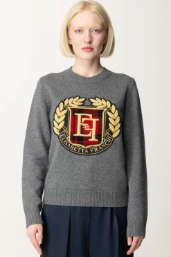 Elisabetta Franchi Maglioncino con Maxi Patch LogoGRIGIO MELANGE