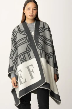 Elisabetta Franchi Mantella In Lana con LetteringPERLA/STEEL