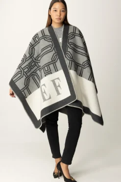 Elisabetta Franchi Mantella In Lana con LetteringPERLA/STEEL